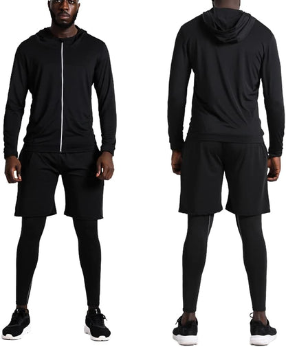 5Pcs Men'S Compression Pants Shirt Top Long Sleeve Jacket Athletic Sets Gym Clothing Mens Workout