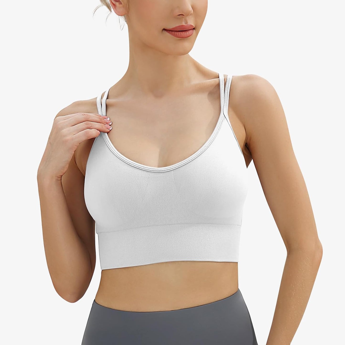 Women Strappy Sports Bra for Women,Cross Back Sports Bra Padded Yoga Bra 3 Pack Medium Support Workout Bra