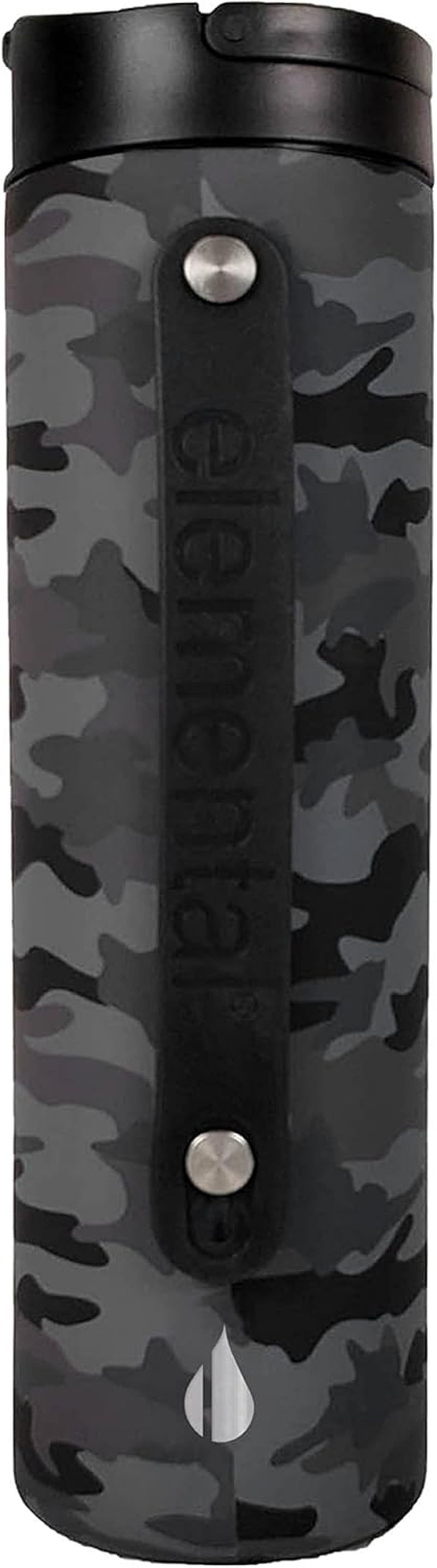 Iconic Stainless Steel Water Bottle with Straw - 20 Oz Leak Proof Triple Wall Insulated Water Bottles for Travel and Sports - Reusable Gym Water Bottle with 2 Straws - Black Camo