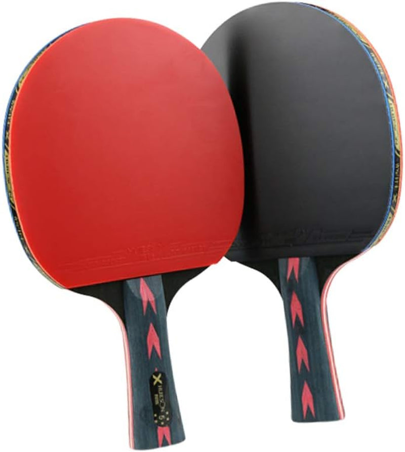 2Pcs Table Tennis Rackets Pingpong Rackets Table Tennis Paddles for Player Red Straight Grip