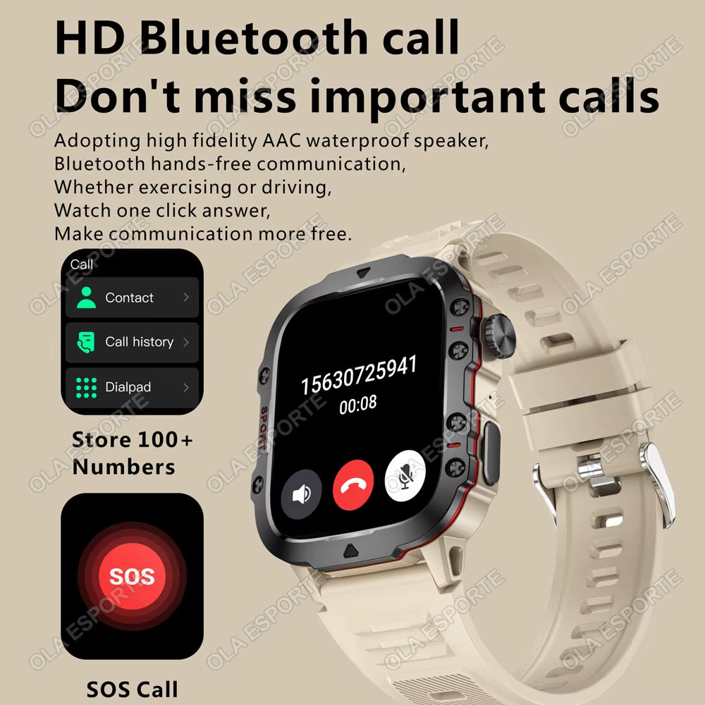Original Men Smartwatch Flashlight Bluetooth Call Fitness Clock IP68 Waterproof Sports Men for Xiaomi Android Smart Watch 2024