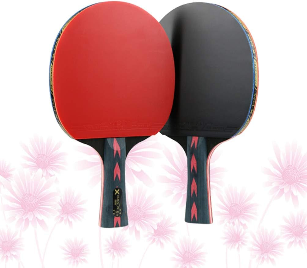 2Pcs Table Tennis Rackets Pingpong Rackets Table Tennis Paddles for Player Red Straight Grip