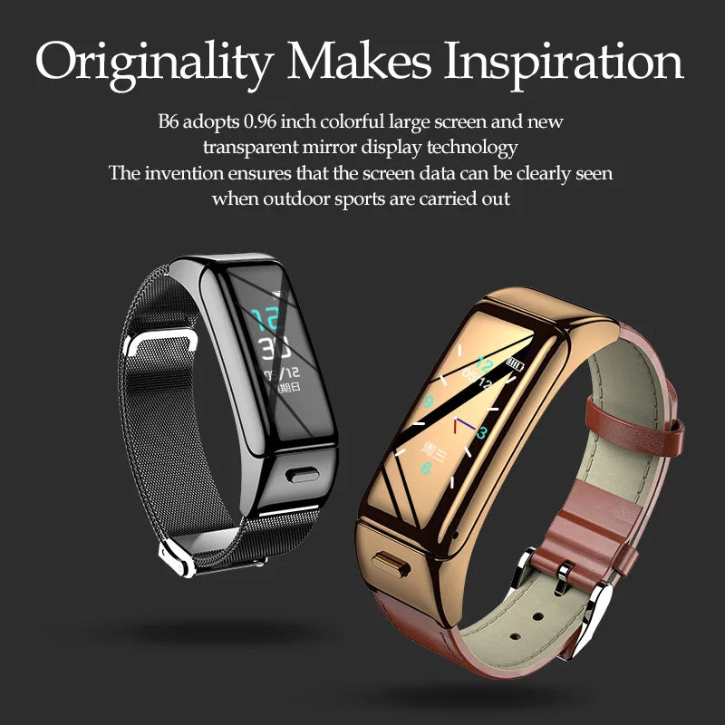 B6 Smart Sports Bracelet Bluetooth Headset Color Screen Sports Monitoring Multi-Function Call 2In1 Detachable Watch Headset