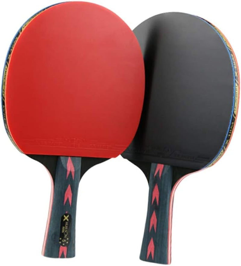 2Pcs Table Tennis Rackets Pingpong Rackets Table Tennis Paddles for Player Red Straight Grip