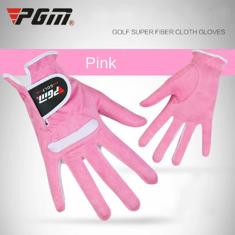 1Pair Women Golf Gloves Soft Microfiber Cloth Breathable Non-Slip Protective Gloves Hand Wear Golf Accessory ST009