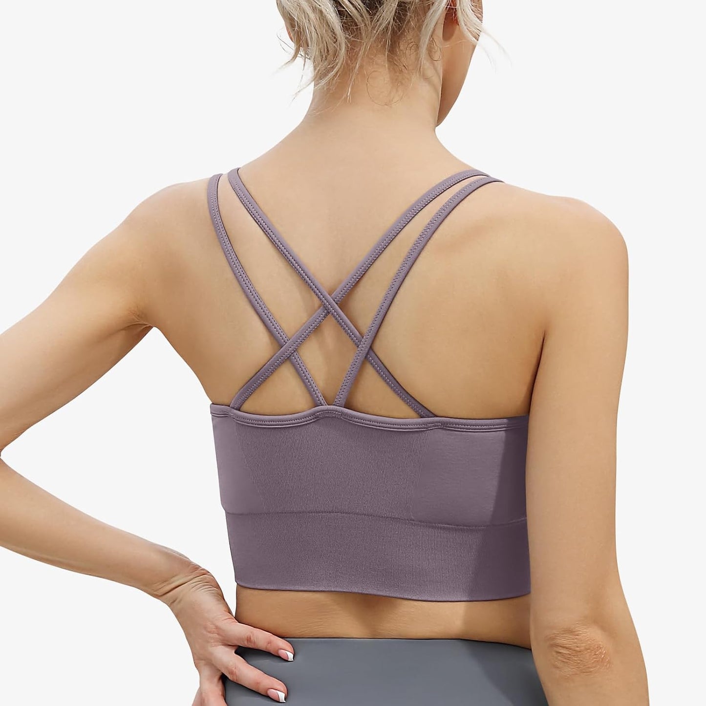 Women Strappy Sports Bra for Women,Cross Back Sports Bra Padded Yoga Bra 3 Pack Medium Support Workout Bra