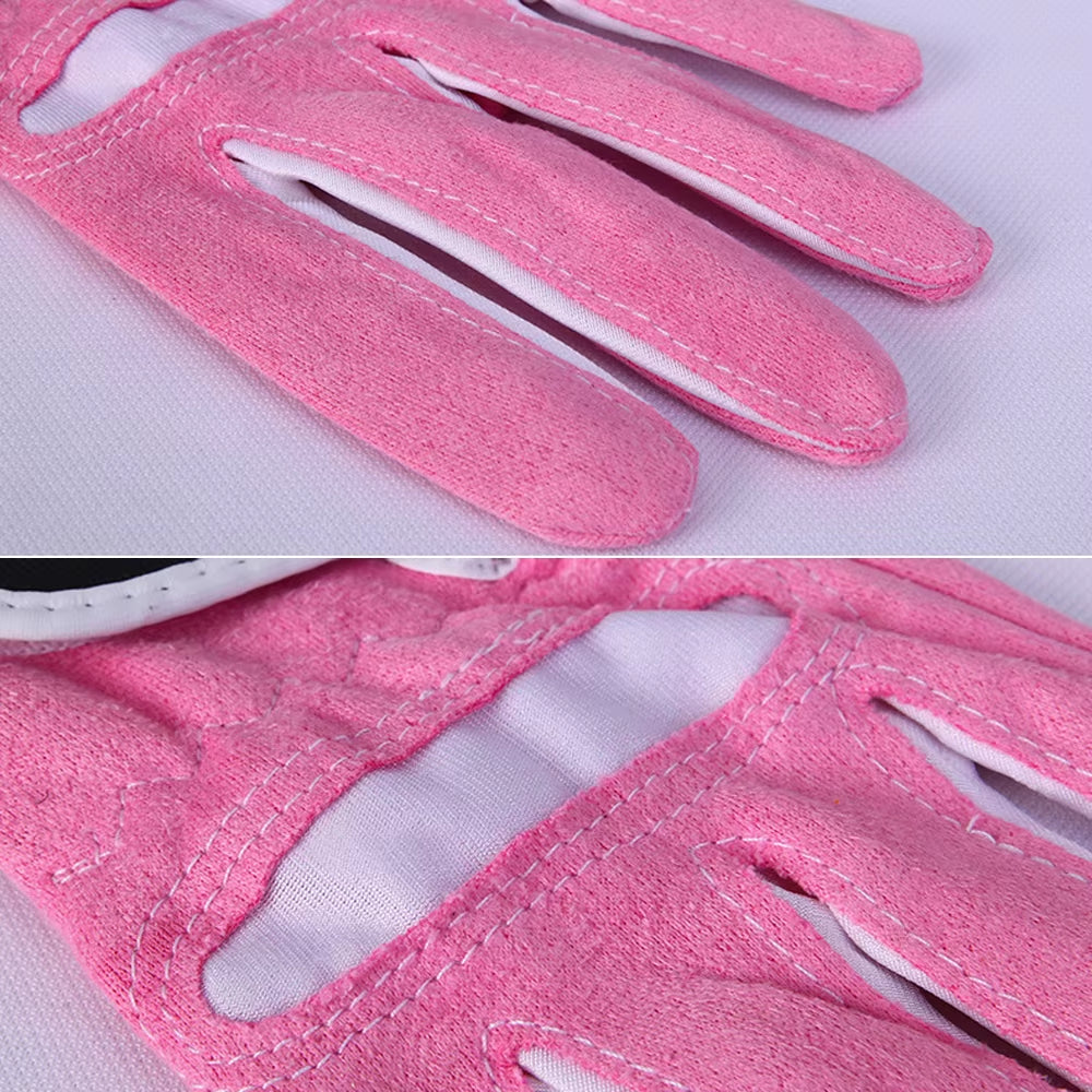 1Pair Women Golf Gloves Soft Microfiber Cloth Breathable Non-Slip Protective Gloves Hand Wear Golf Accessory ST009