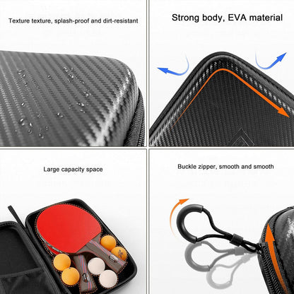 Table Tennis Racket Case, Hard Shell, Black, 29 * 19.5 * 5Cm/11.42 * 7.68 * 1.97Inch, Holds 2 Rackets & 7 Balls