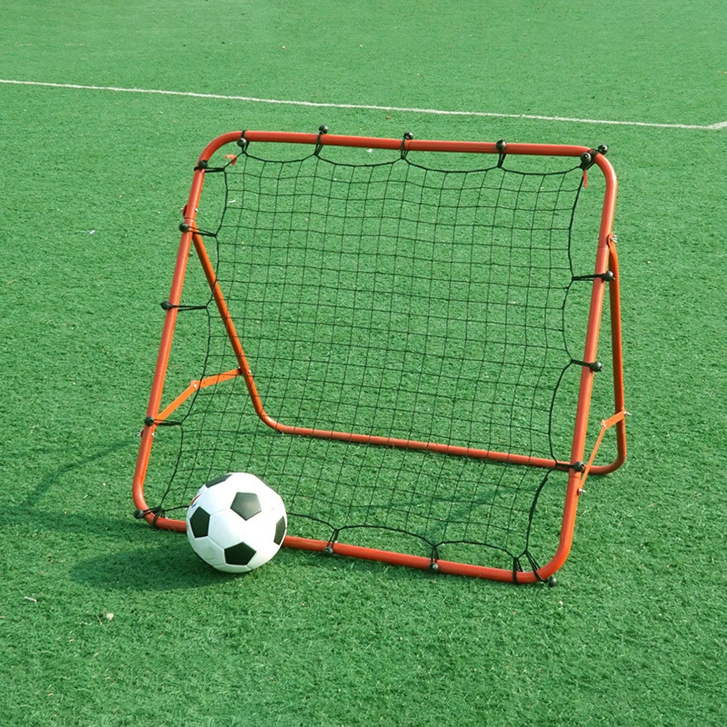 Soccer Rebounder Net with 20 Elastic Ropes Kickback Football Practice Net Target Goal Rebound Net Beginner Training Aid