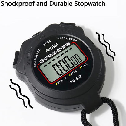 Stopwatch Timer Lap Split Digital Stopwatch with Clock Calendar Alarm, Large Display Stop Watch for Sports Kids Coaches Swimming Running